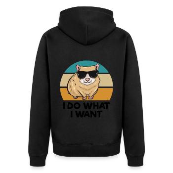 Hamster - Unisex Premium Bio Zip Hoodie - Schwarz - Hinten - Nico (187cm)