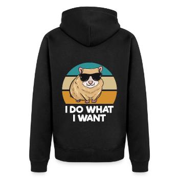 Hamster Liebhaber | Hamster Nagetiere Geschenkidee - Unisex Premium Bio Zip Hoodie - Schwarz - Hinten - Nico (187cm)
