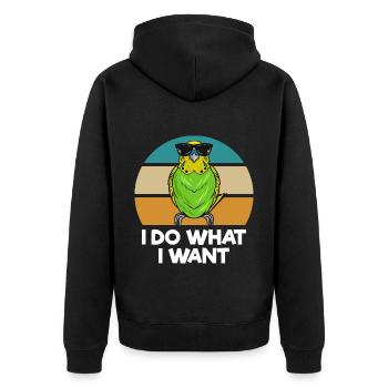 Budgerigar Pet Bird | Idées cadeaux pour les oiseaux - Veste à capuche bio Premium Unisexe - noir - Dos - Nico (187cm)