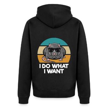 Rat - Unisex Premium Organic Zip Hoodie - black - Back - Nico (187cm)