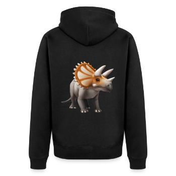 Triceratops Dinosaurier Illustration - Unisex Premium Bio Zip Hoodie - Schwarz - Hinten - Nico (187cm)