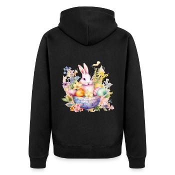 Frohe Ostern Hase Osterei für einen Osterhasen - Unisex Premium Bio Zip Hoodie - Schwarz - Hinten - Nico (187cm)