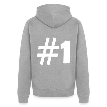 #1 - Unisex Premium Bio Zip Hoodie - Grau meliert - Hinten - Nico (187cm)