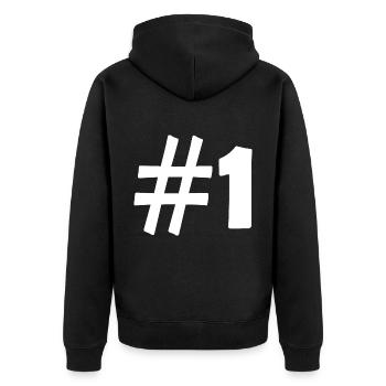 #1 - Unisex Premium Organic Zip Hoodie - black - Back - Nico (187cm)