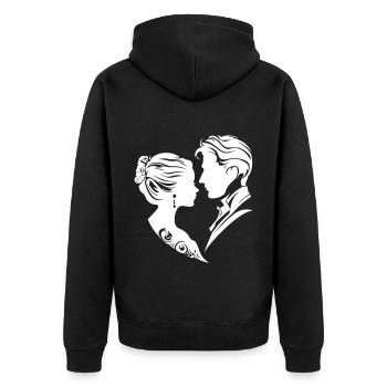 Silhouette de mariage de couple marié - Veste à capuche bio Premium Unisexe - noir - Dos - Nico (187cm)
