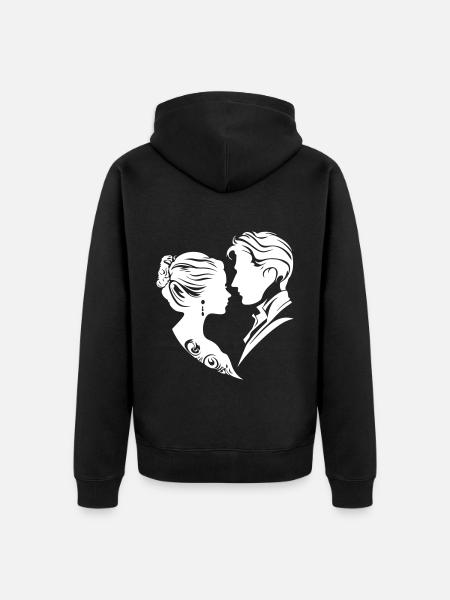 Ehepaar Hochzeit Silhouette - Unisex Premium Bio Zip Hoodie - Schwarz