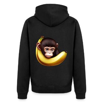 Affe Versteckspiel Banane - Unisex Premium Bio Zip Hoodie - Schwarz - Hinten - Nico (187cm)