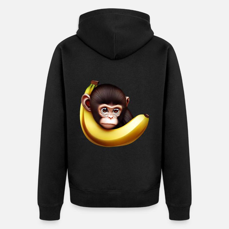 Banane à cache-cache de singe - Veste à capuche bio Premium Unisexe - noir