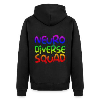 Neurodiverse Squad 3 - Unisex Premium Bio Zip Hoodie - Schwarz - Hinten - Nico (187cm)