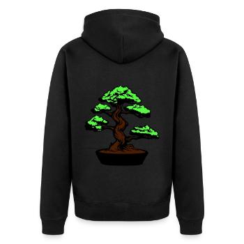 Tree Bonsai Symbol - Unisex Premium Organic Zip Hoodie - black - Back - Nico (187cm)