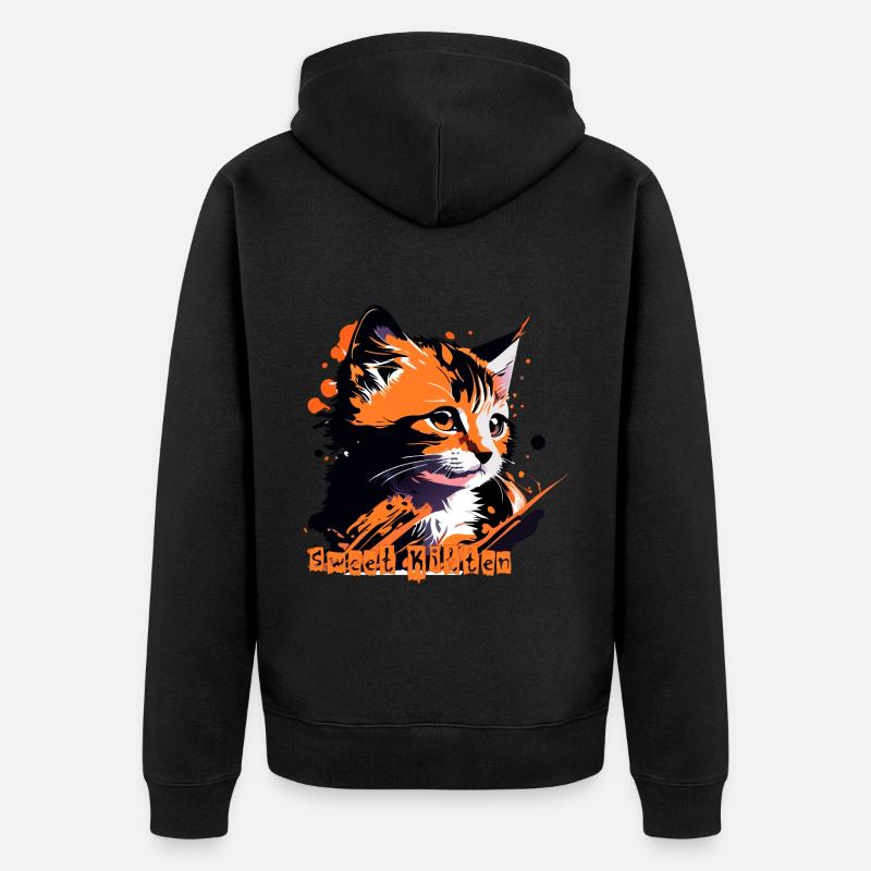 Petit chaton, chat tigré - Veste à capuche bio Premium Unisexe - noir