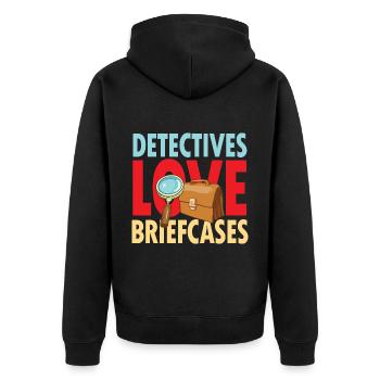 Detectives Love Briefcases - Unisex Premium Bio Zip Hoodie - Schwarz - Hinten - Nico (187cm)