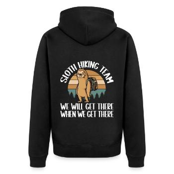 Herzschlag Bergsteiger mit Hund Wanderer Berg - Unisex Premium Bio Zip Hoodie - Schwarz - Hinten - Nico (187cm)