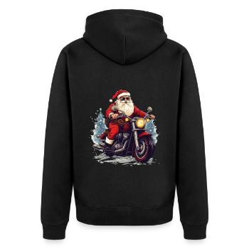 Weihnachtsmann Motorrad Sonnenbrille Weihnachten - Unisex Premium Bio Zip Hoodie - Schwarz - Hinten - Nico (187cm)