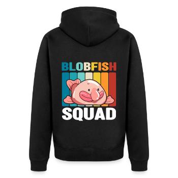 Blobfisch | Fische Aquaristik Blobfische Geschenke - Unisex Premium Bio Zip Hoodie - Schwarz - Hinten - Nico (187cm)