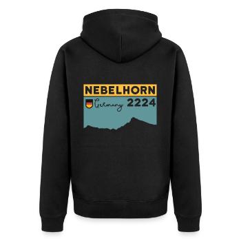 Nebelhorn Finisher Climbing Hiking Oberstdorf - Unisex Premium Organic Zip Hoodie - black - Back - Nico (187cm)