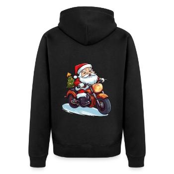 Weihnachtsmann Motorrad Sonnenbrille Weihnachten - Unisex Premium Bio Zip Hoodie - Schwarz - Hinten - Nico (187cm)