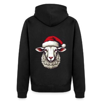 Portrait de Noël d’agneau à tête de mouton - Veste à capuche bio Premium Unisexe - noir - Dos - Nico (187cm)