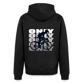 Bike - Unisex Premium Bio Zip Hoodie - Schwarz - Hinten - Nico (187cm)