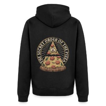 23F 0282 bk - Unisex Premium Organic Zip Hoodie - black - Back - Nico (187cm)