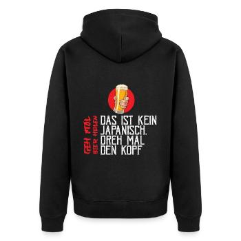 This isn't a Japanese turn your head beer - Unisex Premium Organic Zip Hoodie - black - Back - Nico (187cm)