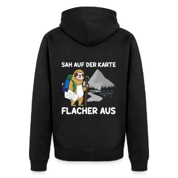 Sah Auf Der Karte Flacher Aus Faultier - Unisex Premium Bio Zip Hoodie - Schwarz - Hinten - Nico (187cm)