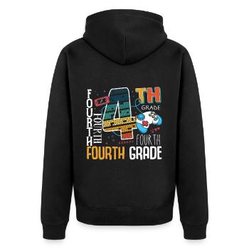 4. Klasse Gaming Schulkind - Unisex Premium Bio Zip Hoodie - Schwarz - Hinten - Nico (187cm)