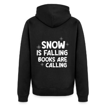 Snow Is Falling Books Are Calling 4 - Unisex Premium Bio Zip Hoodie - Schwarz - Hinten - Nico (187cm)
