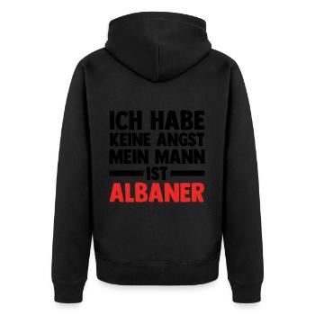 Albaner Albanisch Albanien - Unisex Premium Bio Zip Hoodie - Schwarz - Hinten - Nico (187cm)