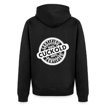 cuckold - Unisex Premium Bio Zip Hoodie - Schwarz - Hinten - Nico (187cm)