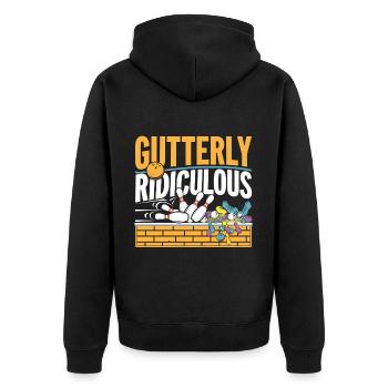Gutterly Ridiculous 4 - Unisex Premium Bio Zip Hoodie - Schwarz - Hinten - Nico (187cm)