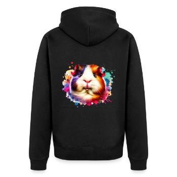 Meerschweinchen - Unisex Premium Bio Zip Hoodie - Schwarz - Hinten - Nico (187cm)