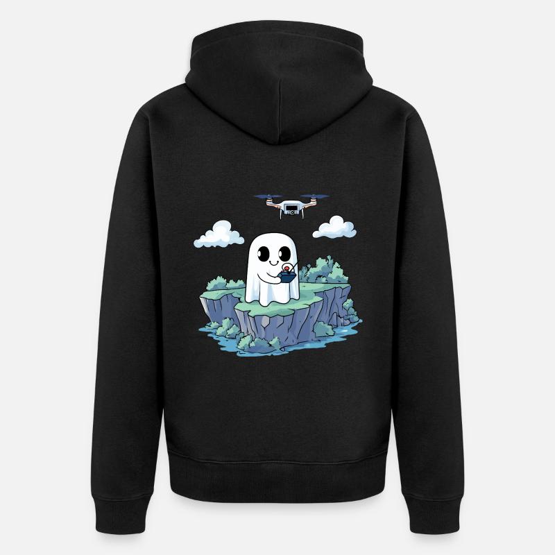 Geist Drohne Halloween - Unisex Premium Bio Zip Hoodie - Schwarz