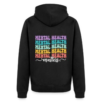 mental health matters - Unisex Premium Organic Zip Hoodie - black - Back - Nico (187cm)