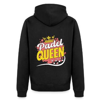 Padel Paddel Tennis Sport Königin Herz I Geschenk - Unisex Premium Bio Zip Hoodie - Schwarz - Hinten - Nico (187cm)