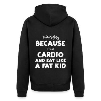 Powerlifting Because I Hate Card... - Unisex Premium Organic Zip Hoodie - black - Back - Nico (187cm)