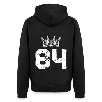 84 Number crown - Unisex Premium Organic Zip Hoodie - black - Back - Nico (187cm)