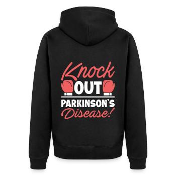 Kick Out Parkinson's Disease Parkinson's Awareness - Unisex Premium Bio Zip Hoodie - Schwarz - Hinten - Nico (187cm)