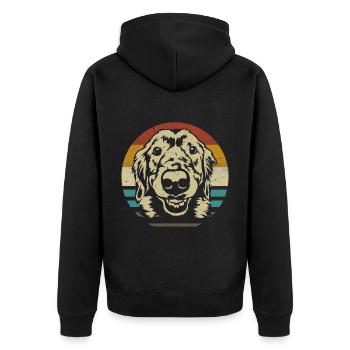 Golden Retriever Dog retro vintage silhouette - Unisex Premium Organic Zip Hoodie - black - Back - Nico (187cm)