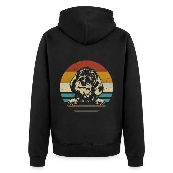 Dachshund Rauhaar Dachshund retro - Unisex Premium Organic Zip Hoodie - black - Back - Nico (187cm)