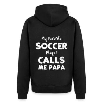 Mon joueur de football préféré appelle... - Veste à capuche bio Premium Unisexe - noir - Dos - Nico (187cm)