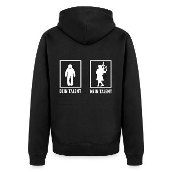 Dein Talent Mein Talent Dudelsack Dudelsackspieler - Unisex Premium Bio Zip Hoodie - Schwarz - Hinten - Nico (187cm)