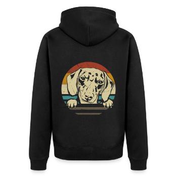 Dachshund Breed Dachshund Teckel 70s 80s retro - Unisex Premium Organic Zip Hoodie - black - Back - Nico (187cm)