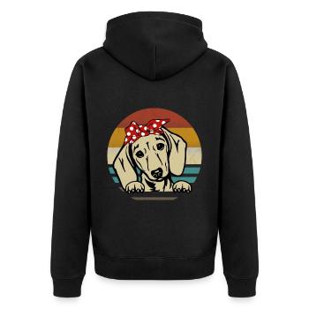 Dachshund Breed Dachshund Teckel 70s 80s retro - Unisex Premium Organic Zip Hoodie - black - Back - Nico (187cm)