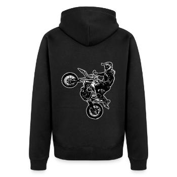 Supermoto / Supermotard / Supermoto Wheelie Biker - Veste à capuche bio Premium Unisexe - noir - Dos - Nico (187cm)