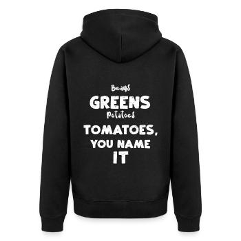 Haricots Verts Pommes de terre Tomates,... - Veste à capuche bio Premium Unisexe - noir - Dos - Nico (187cm)