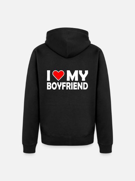 I love my boyfriend - Premium økologisk unisex-hettejakke - svart