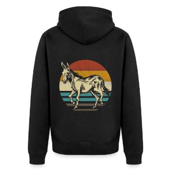 Donkey retro vintage not a stupid donkey at all - Unisex Premium Organic Zip Hoodie - black - Back - Nico (187cm)