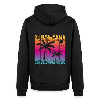 Punta Cana République dominicaine - Veste à capuche bio Premium Unisexe - noir - Dos - Nico (187cm)