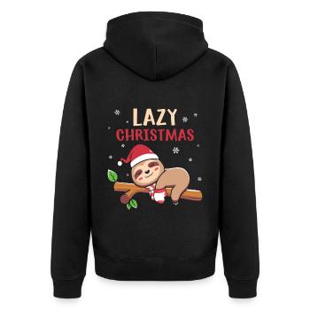 Lazy christmas - Unisex Premium Organic Zip Hoodie - black - Back - Nico (187cm)